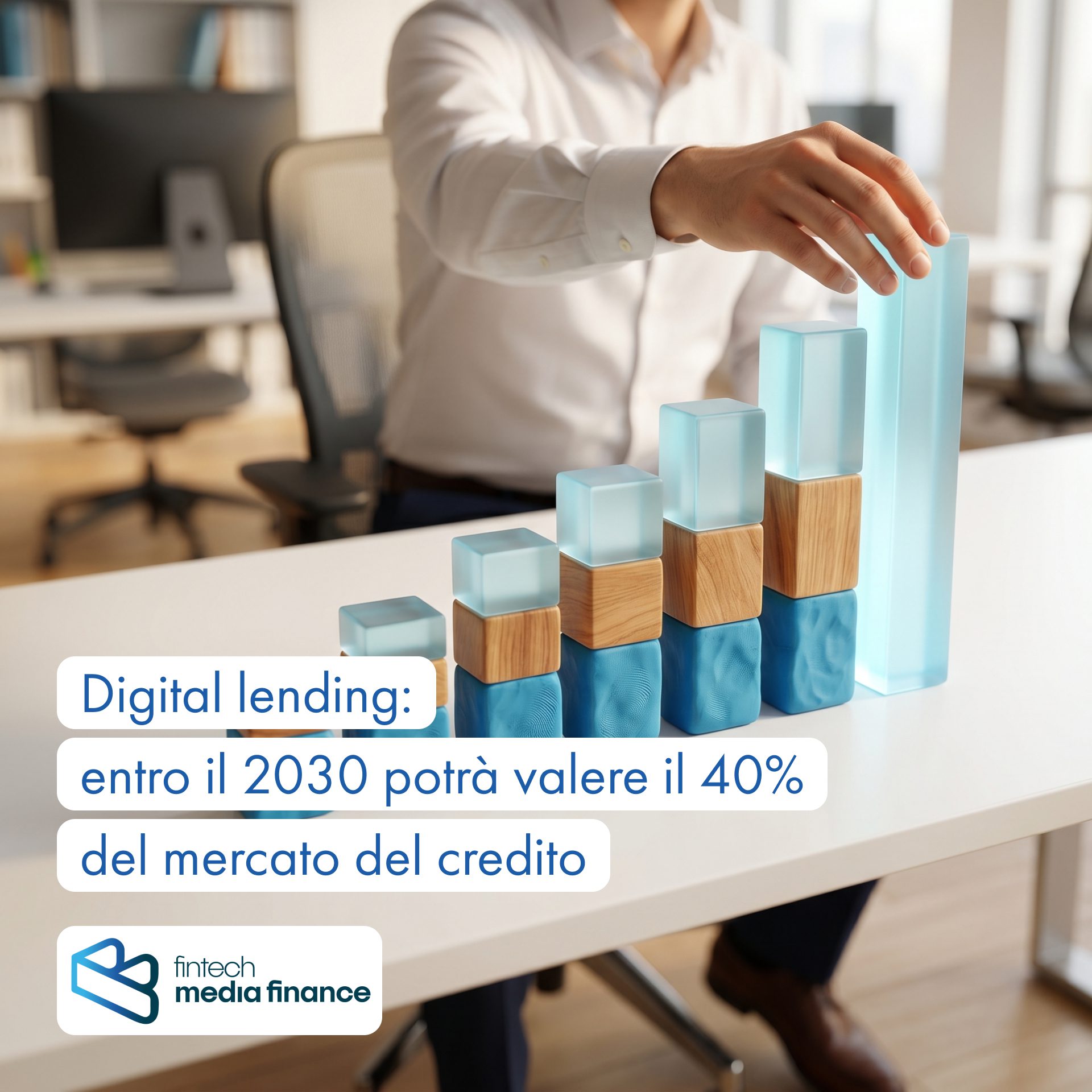 Digital lending in crescita con grafico ascendente sul potenziale 40% del mercato del credito entro il 2030